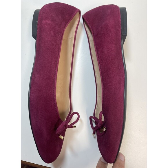 STUART WEITZMAN Gabby Bow Detailed Suede Flats In Berry Sz 6.5 New - Picture 6 of 12